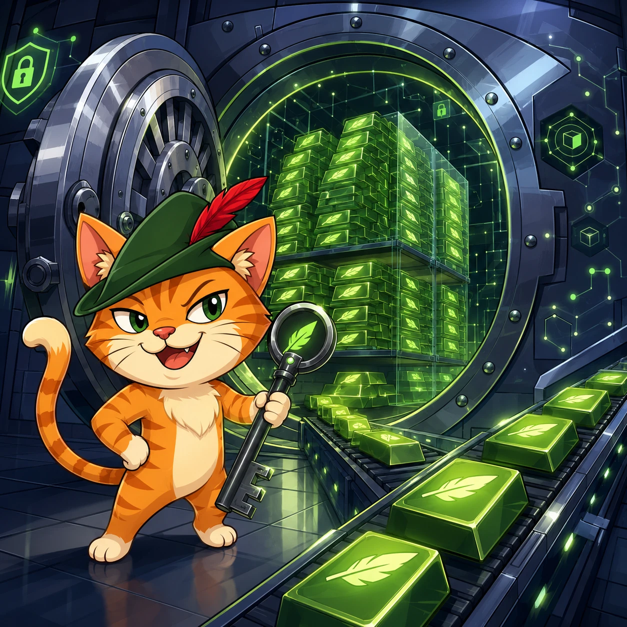ROBIN guarding the HOODx treasury vault